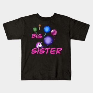 Big sister, cute way to announce a pregnancy, with a a unicorn and balloons, welcome a new baby Kids T-Shirt